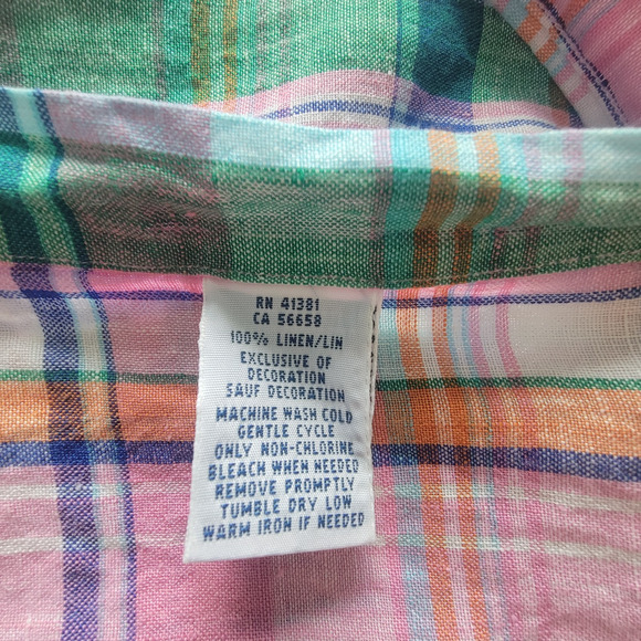 Ralph Lauren Mens L Linen Madras Plaid Short Sleeve Button Down Shirt - Picture 8 of 9